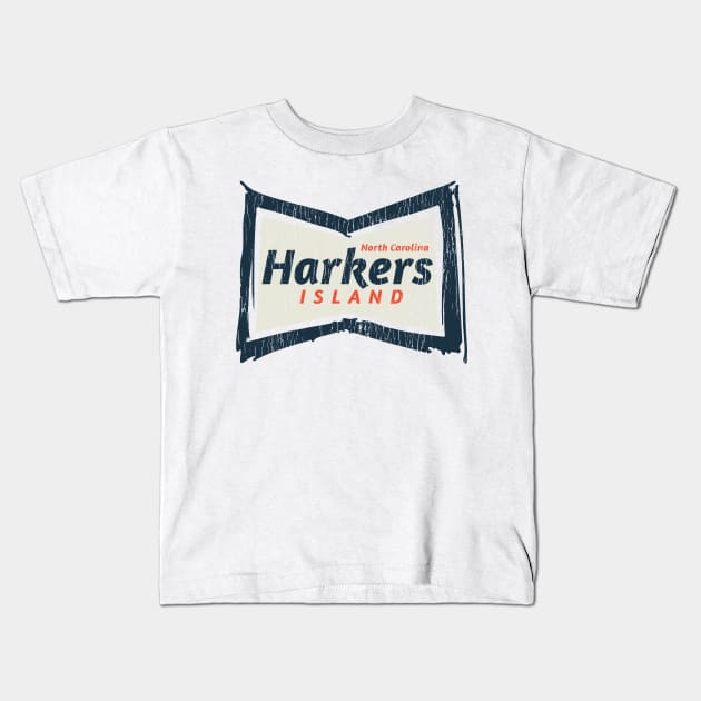 Harkers Island, NC Summertime Vacationing Bowtie Sign Kids T-Shirt by Contentarama